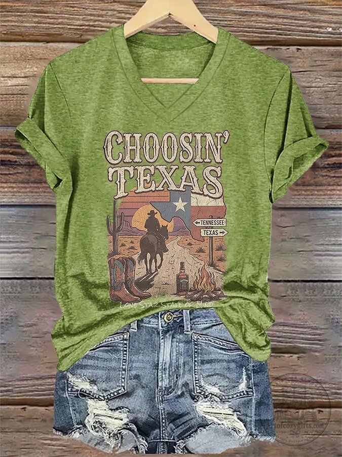 Country Music Shirt Choosing Texas State Of Mind Western Cowboy T-Shirt