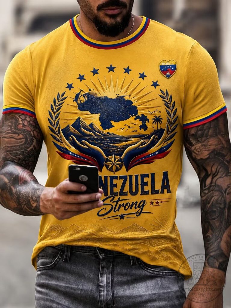 Venezuela Strong Map Patriotic Graphic Yellow T-Shirt 12 Venezuela Strong Map Patriotic Graphic Yellow T-Shirt