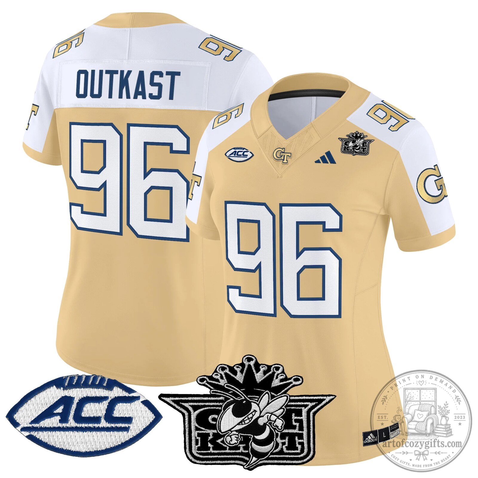 Outkast Georgia Tech Yellow Jackets Number 96 Football Jersey