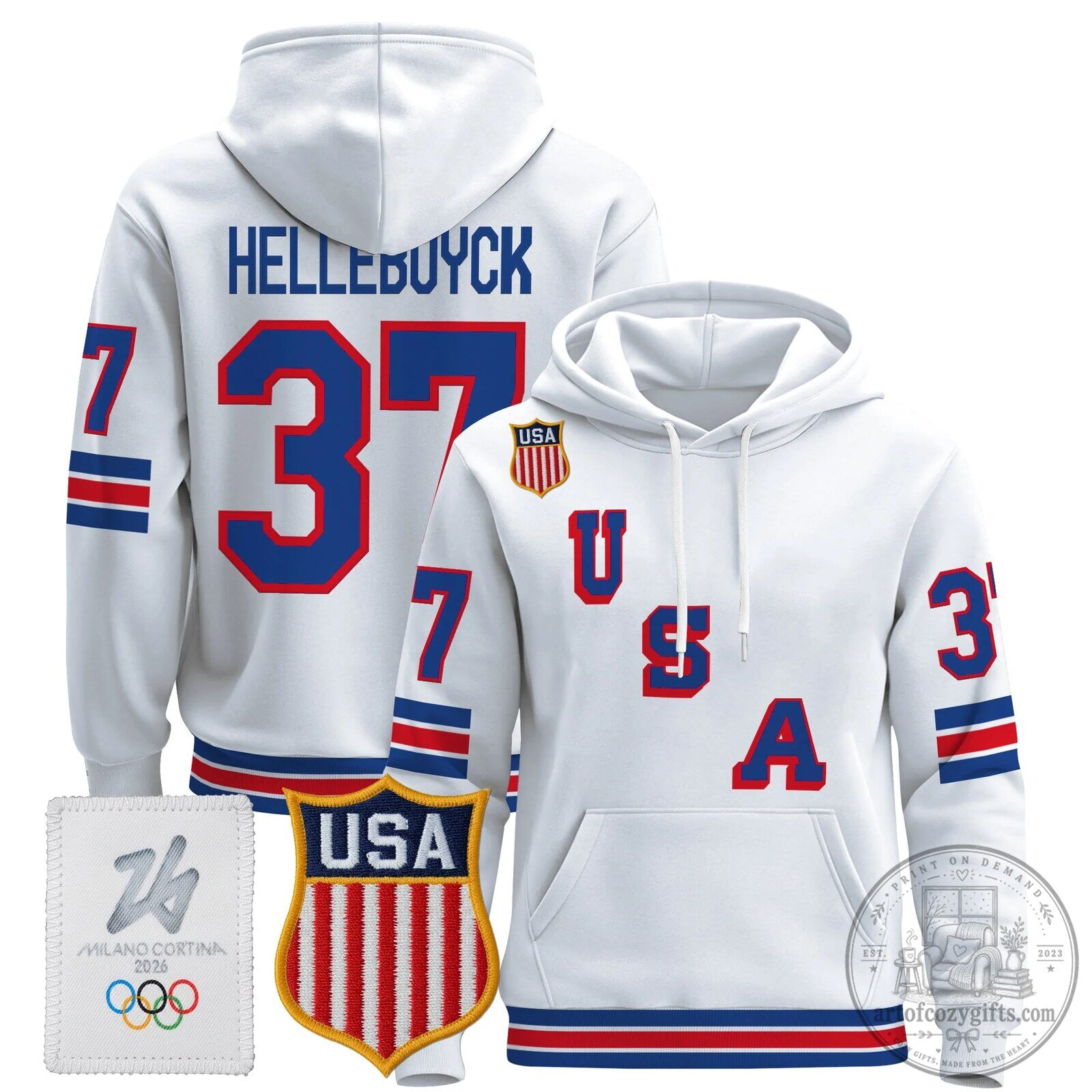 Connor Hellebuyck USA Hockey Milano Cortina 2026 Olympic Games Hoodie