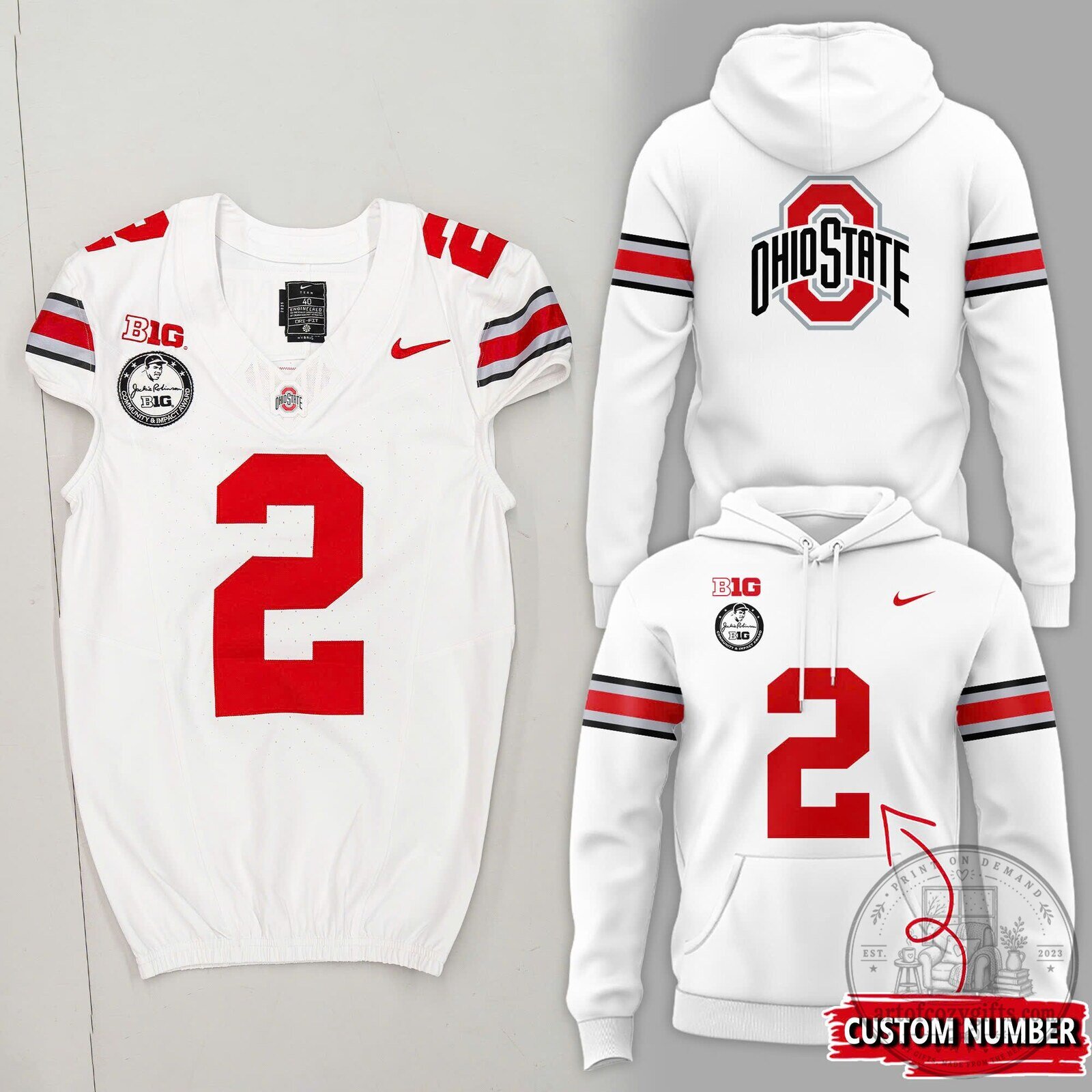 Big Ten Ohio State Buckeyes Football Jersey Custom Number White