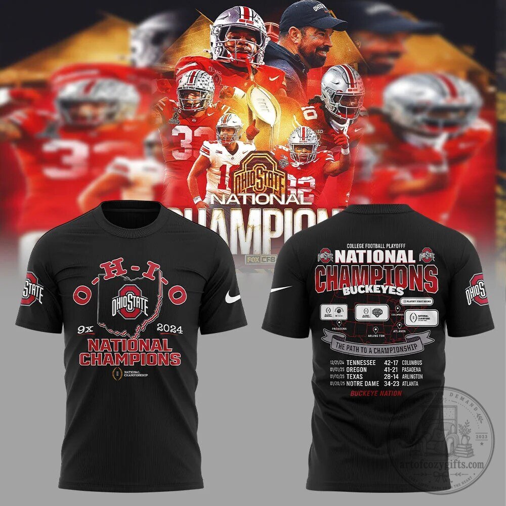 Ohio State Buckeyes College Football Playoff National Champions Black T-Shirt