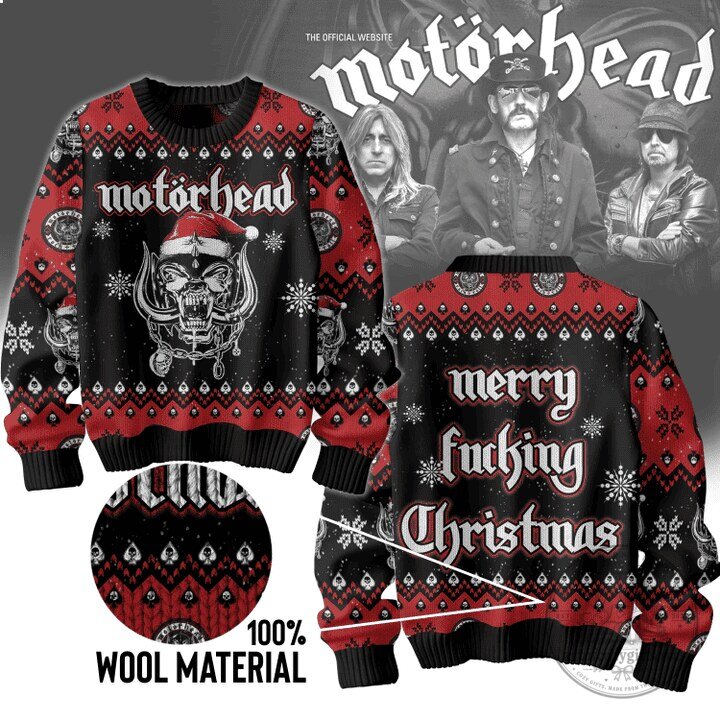 Motorhead Merry F***ing Christmas Ugly Sweater Wool Material