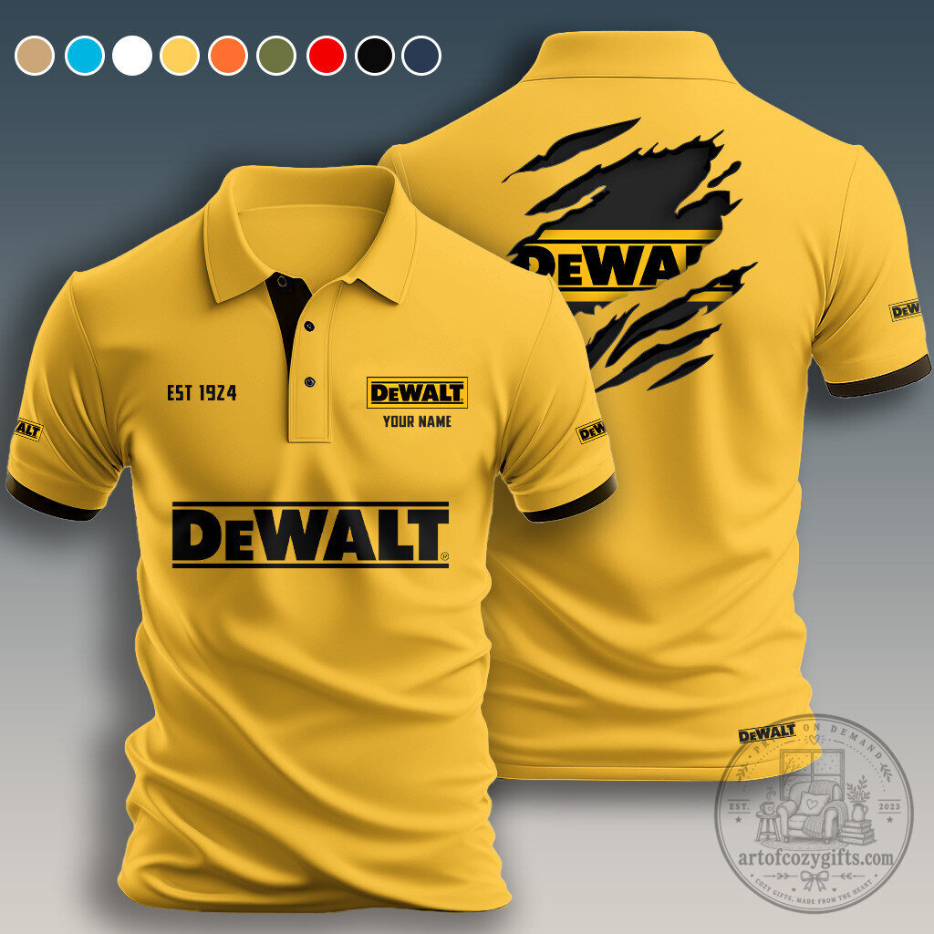 DeWalt Yellow Workwear Logo Personalized Short Sleeve Polo Shirt