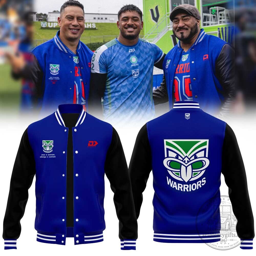 New Zealand Warriors Rugby League Blue Varsity Jacket
