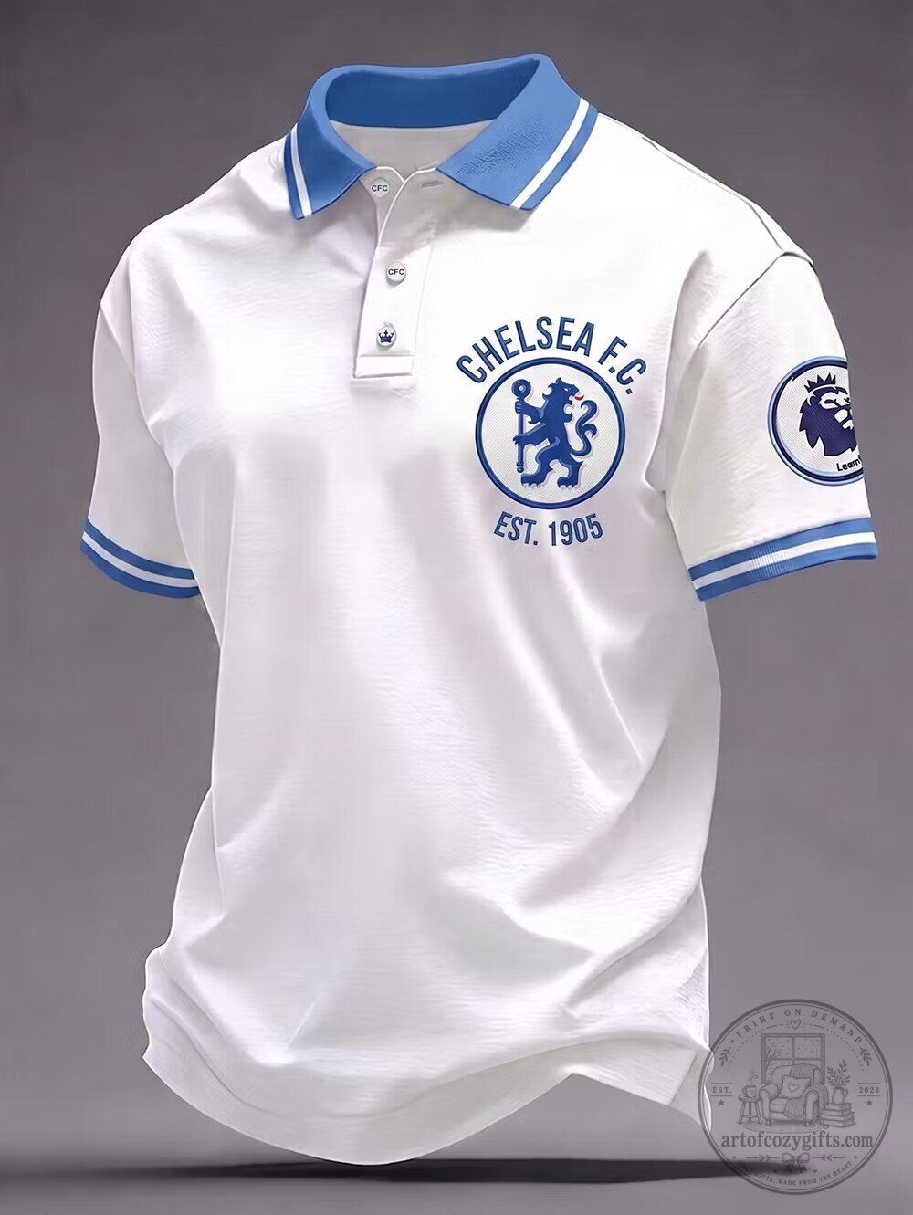 Chelsea Football Club Fan Polo Shirt with Established 1905 Logo