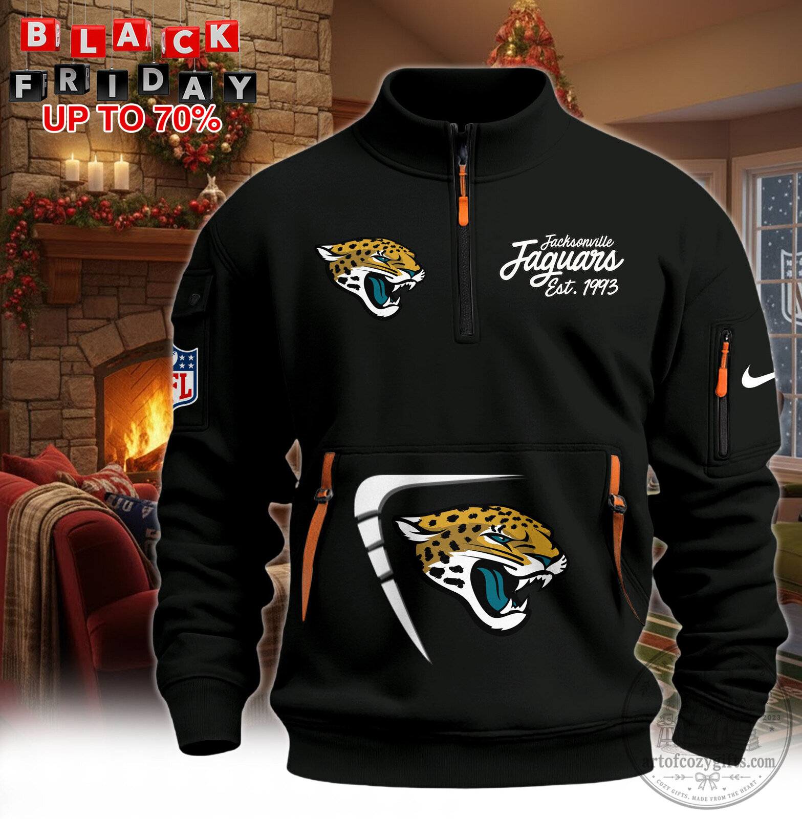 Jacksonville Jaguars National Football League Half-Zip Pullover Sweatshirt