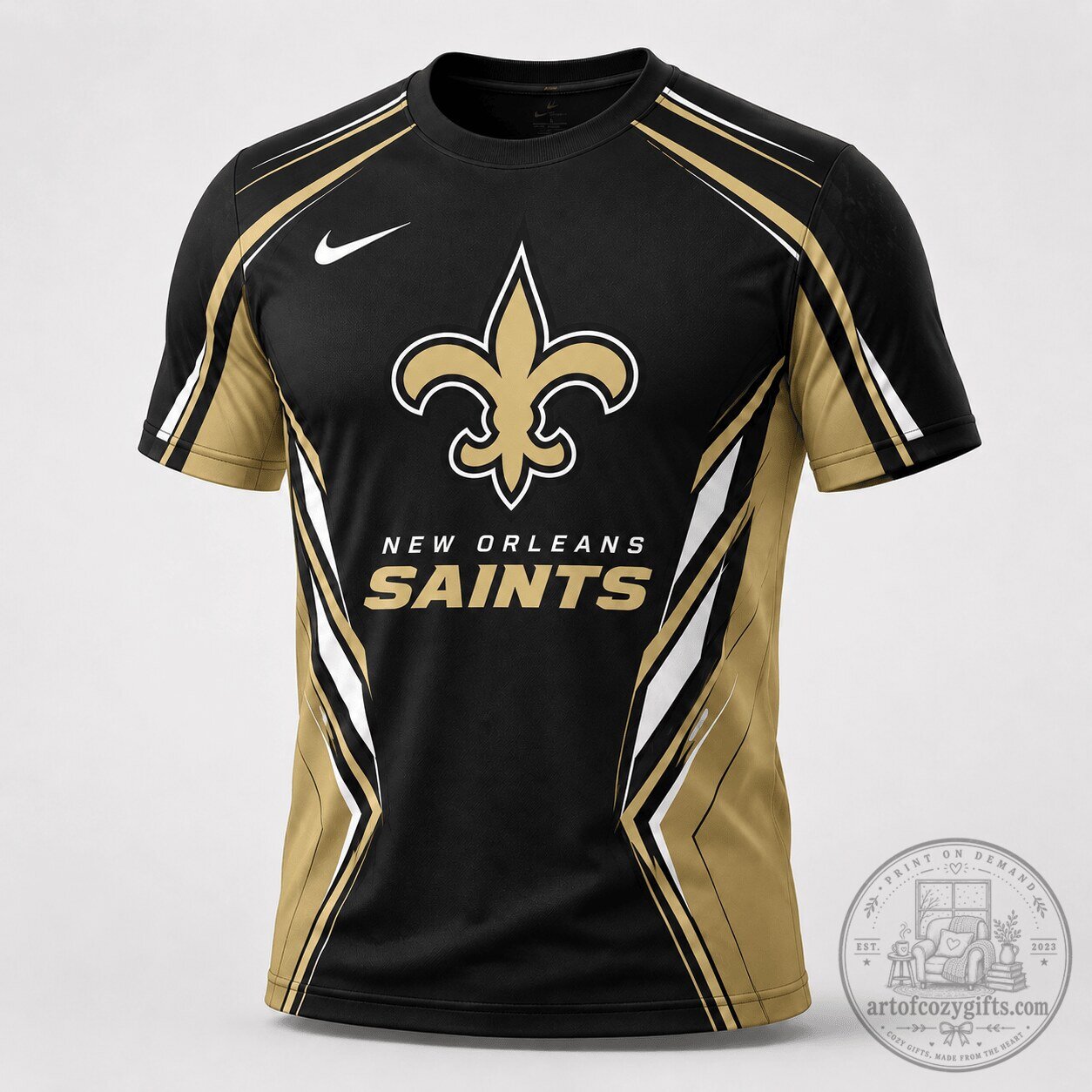 New Orleans Saints NFL Team Shirt, Black and Gold Football Fan Apparel