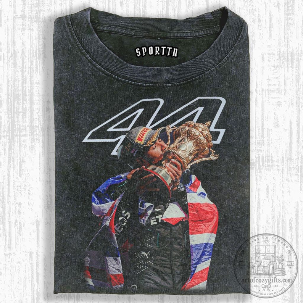 Black T-Shirt of Lewis Hamilton, Champion of Formula One Racing