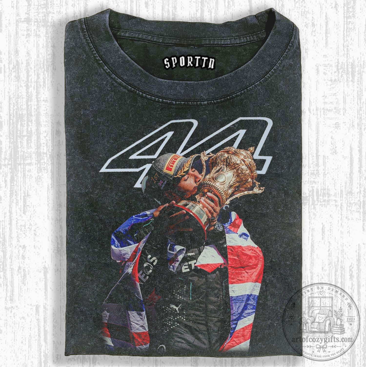 Black T-Shirt of Lewis Hamilton, Champion of Formula One Racing