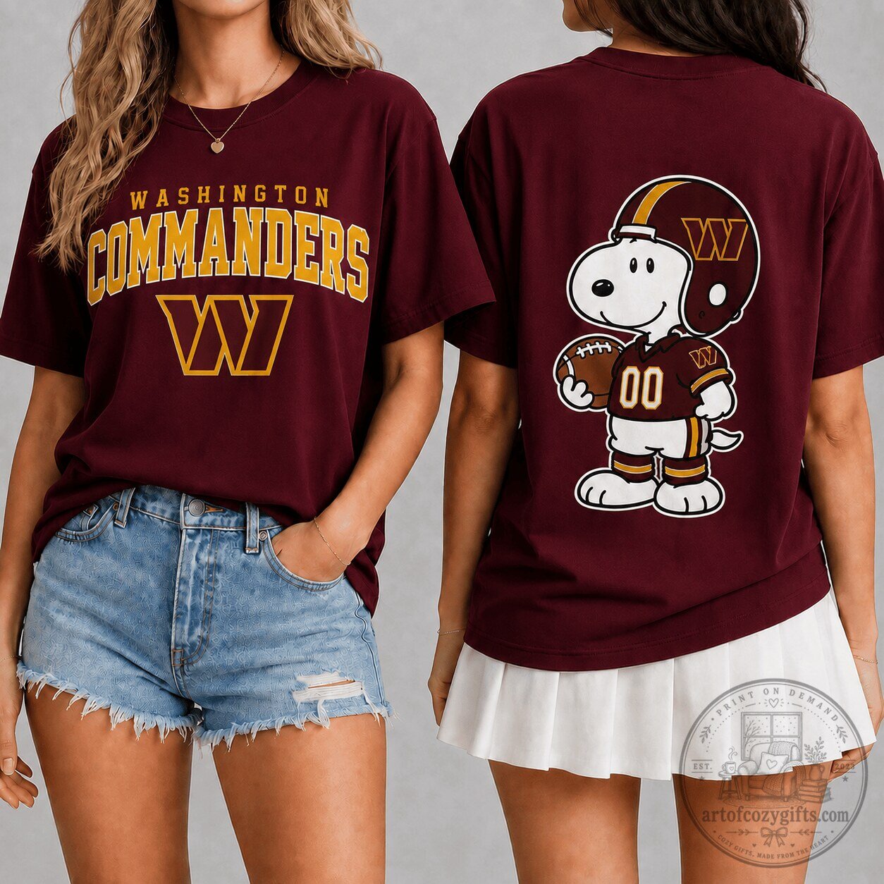 Washington Commanders NFL Fan Shirt with Snoopy Football Graphic