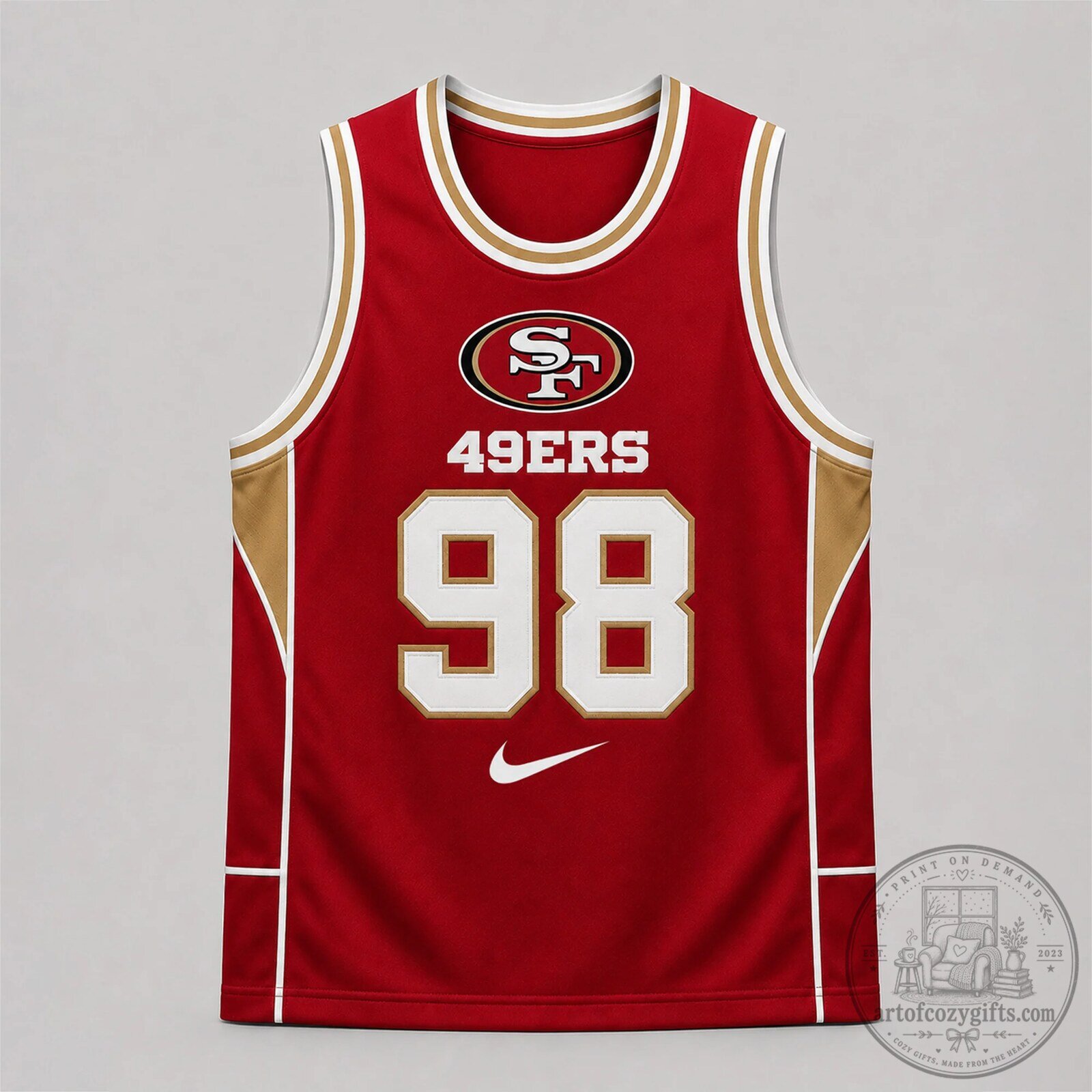 San Francisco 49ers Number 98 National Football League Basketball Jersey