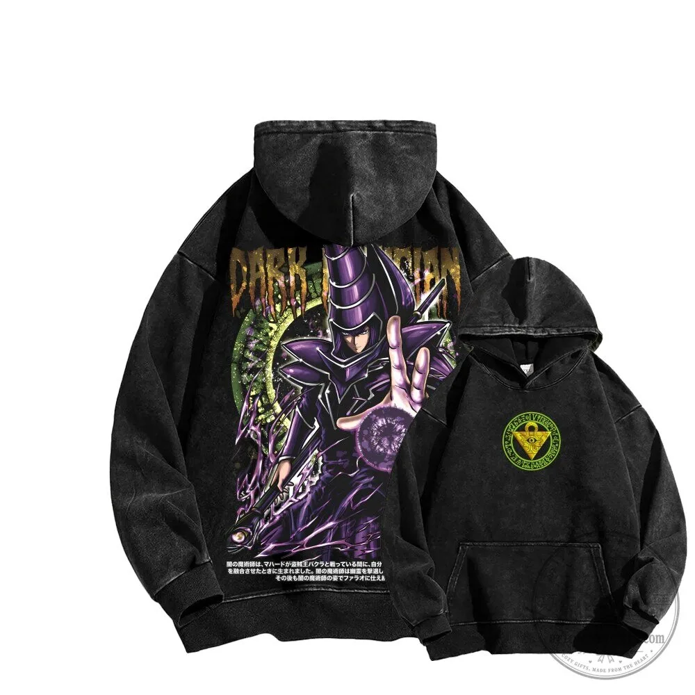 Yu-Gi-Oh Dark Magician Anime Washed Black Graphic Hoodie