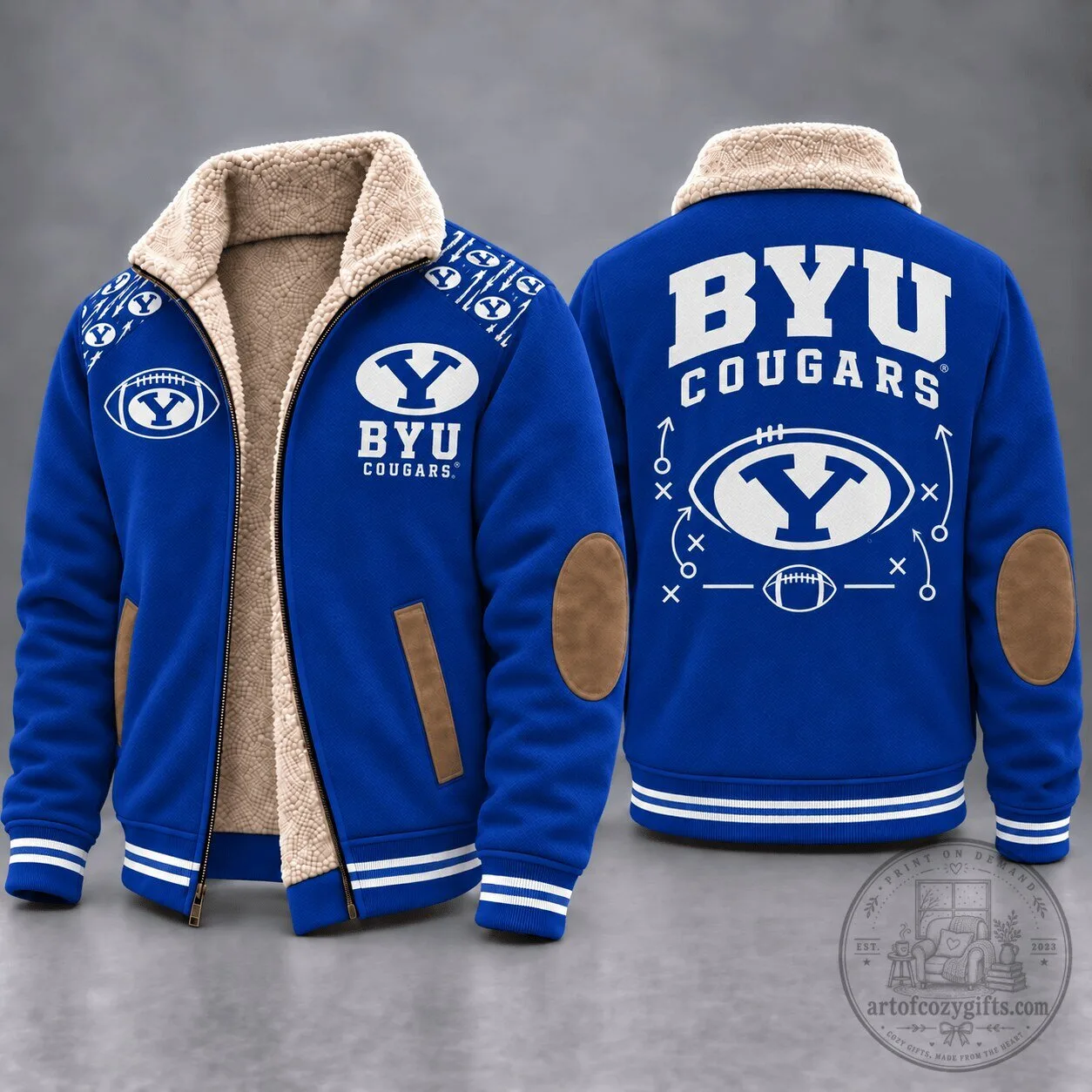 BYU Cougars Football Team Sherpa Lined Full Zip Fleece Jacket