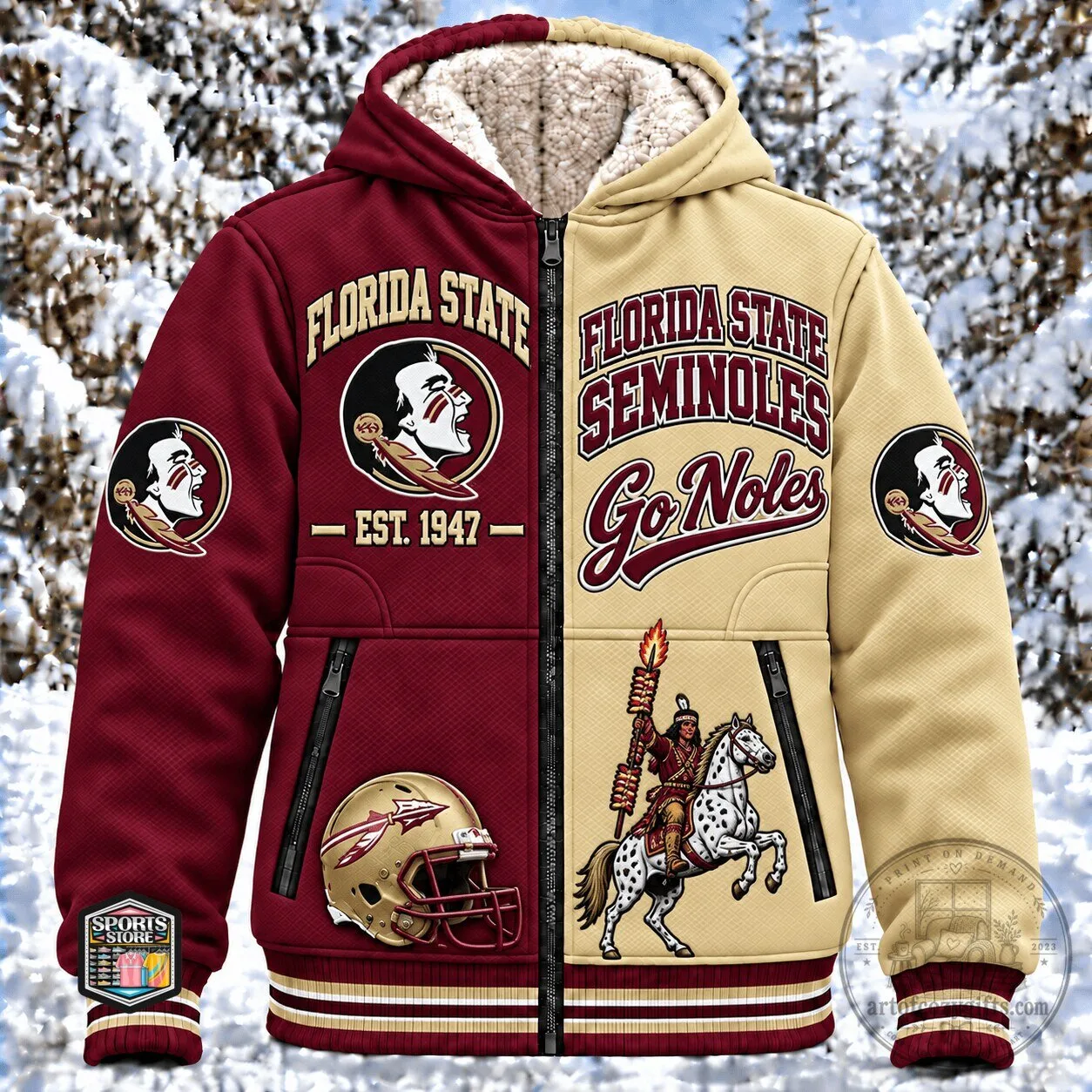 Florida State Seminoles Football Team Winter Sherpa Lined Jacket