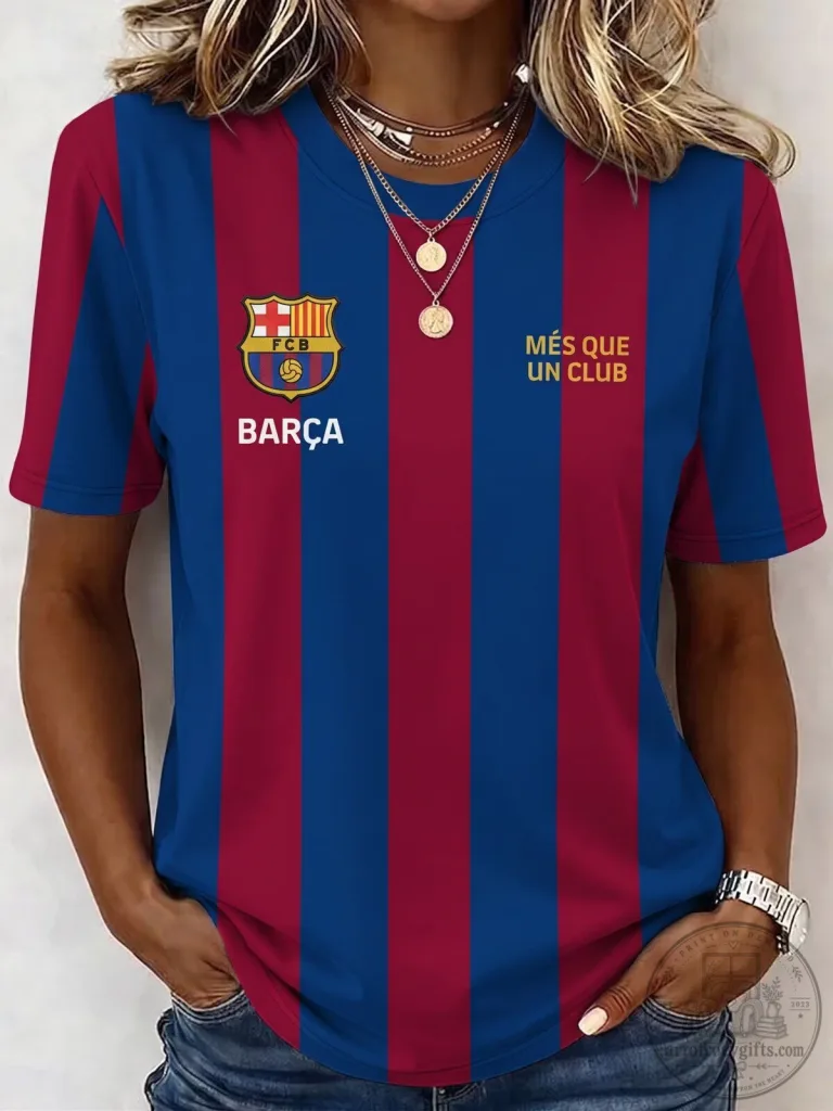 FC Barcelona Football Club Striped Soccer Jersey for Men and Women