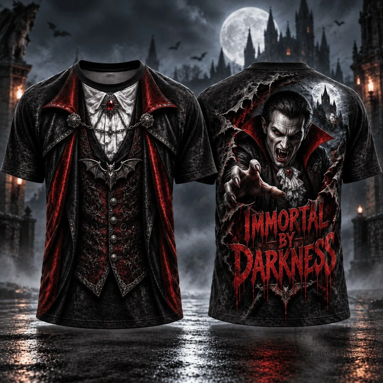 Vampire Dracula Immortal By Darkness Gothic Horror Costume T-Shirt