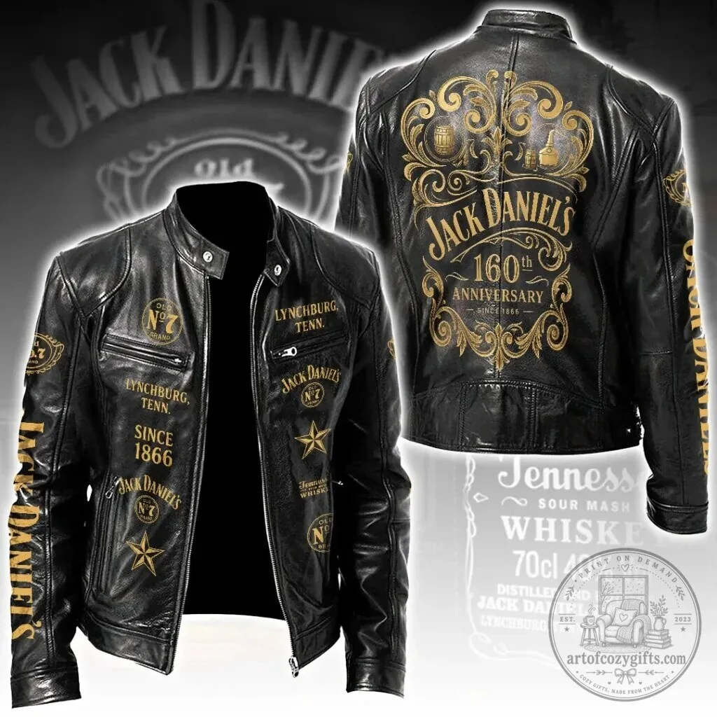 Jack Daniel's Old No. 7 Brand Tennessee Whiskey Black Leather Jacket