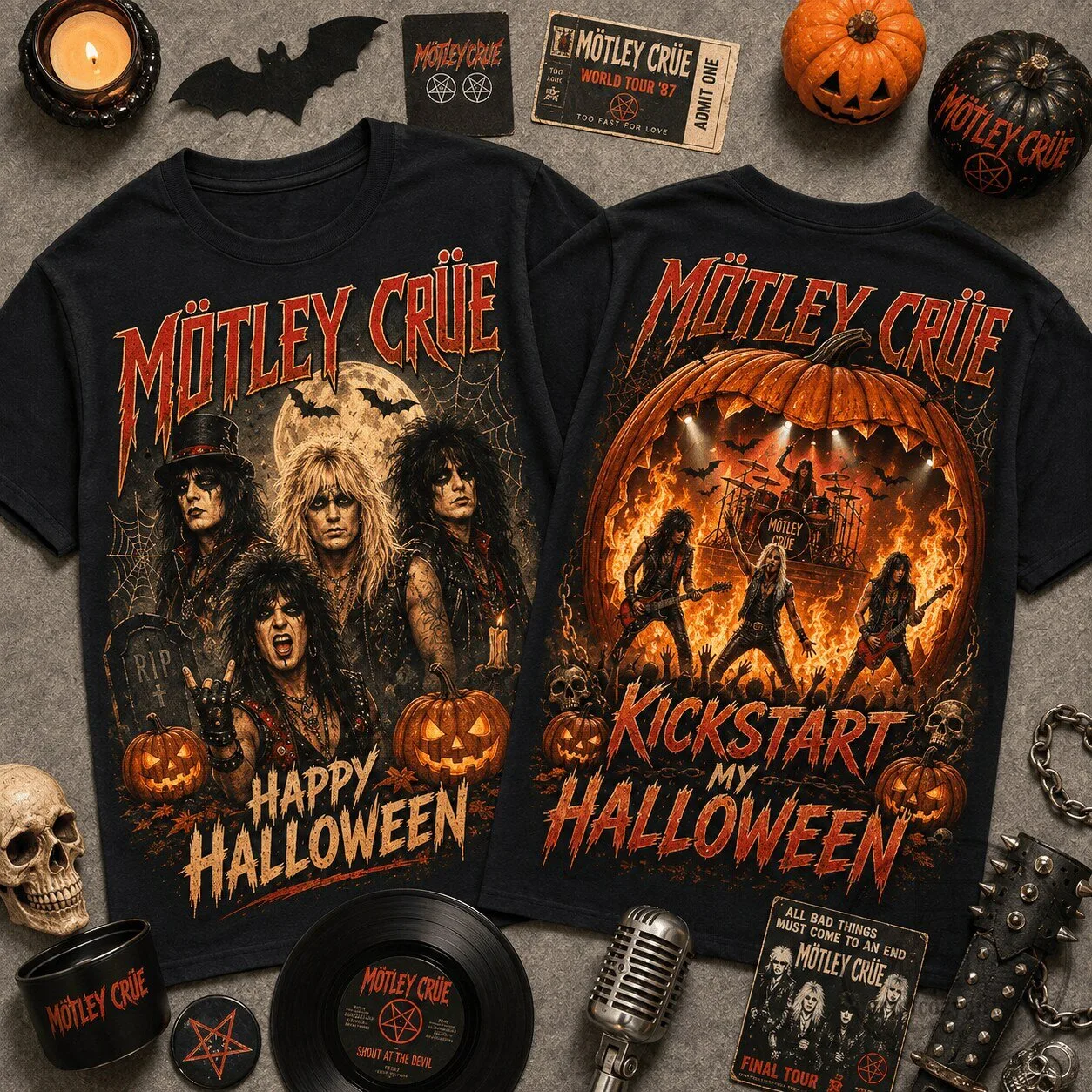 Motley Crue Halloween Fan Shirt Kickstart My Halloween Rock Band T-Shirt