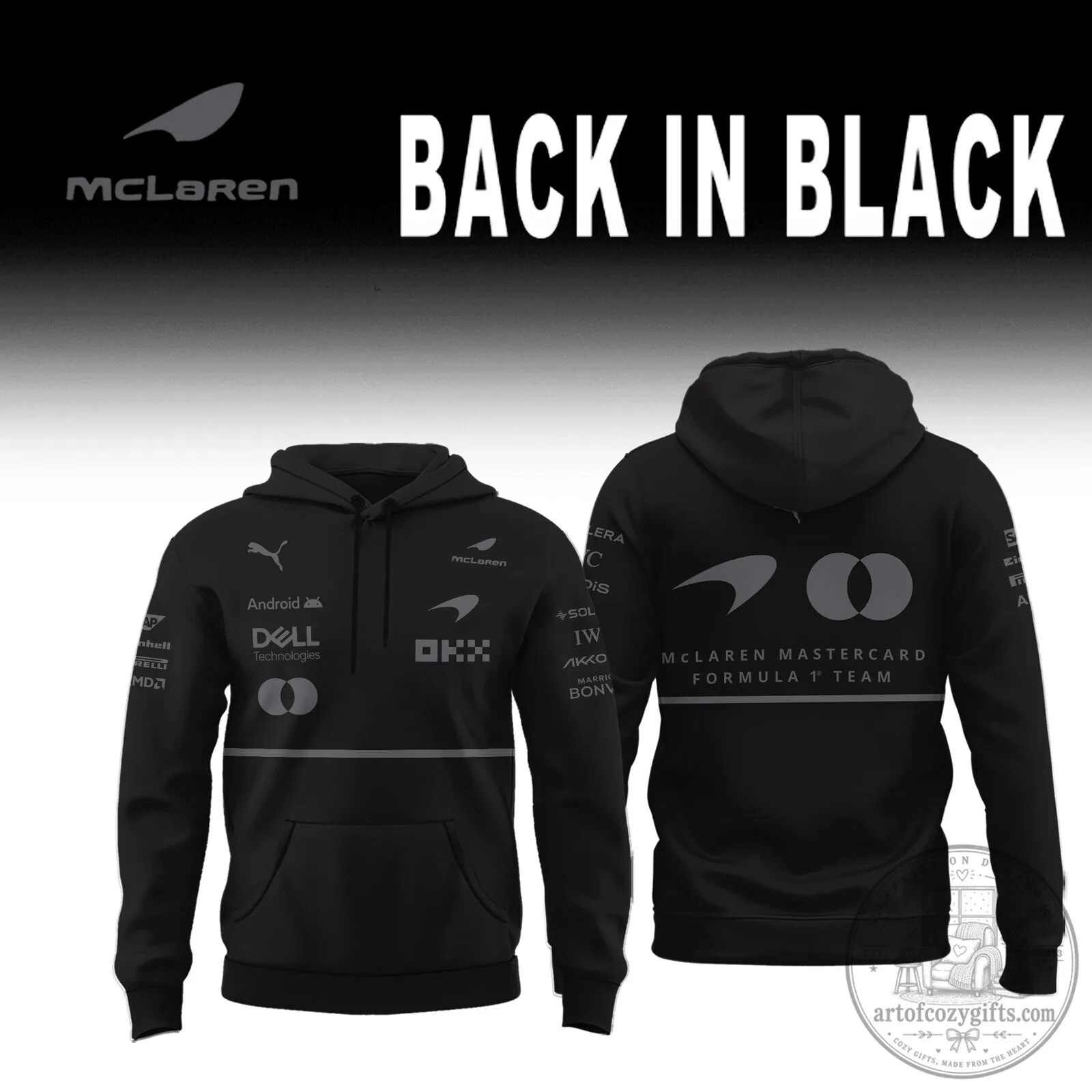McLaren Formula 1 Team Back in Black Racing Pullover Hoodie