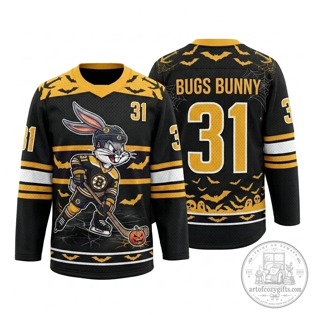 Bugs Bunny Boston Bruins Halloween Ice Hockey Jersey