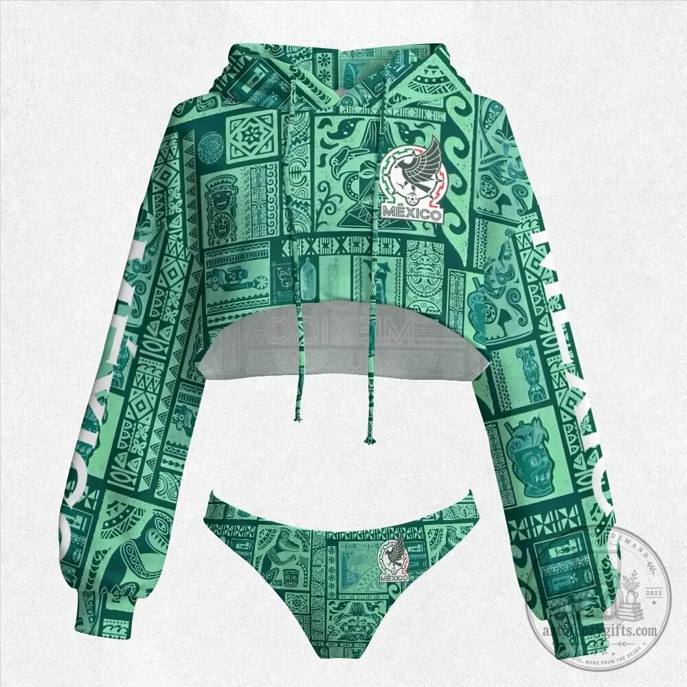 Mexico National Football Team Women's Cropped Hoodie and Panty Set