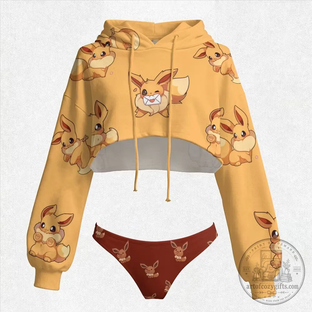 Pokemon Eevee Cute Character Cropped Hoodie