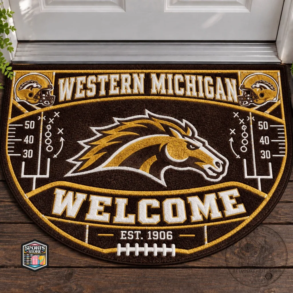 Western Michigan Broncos Football Team Welcome Home Doormat Western Michigan Broncos Football Team Welcome Home Doormat