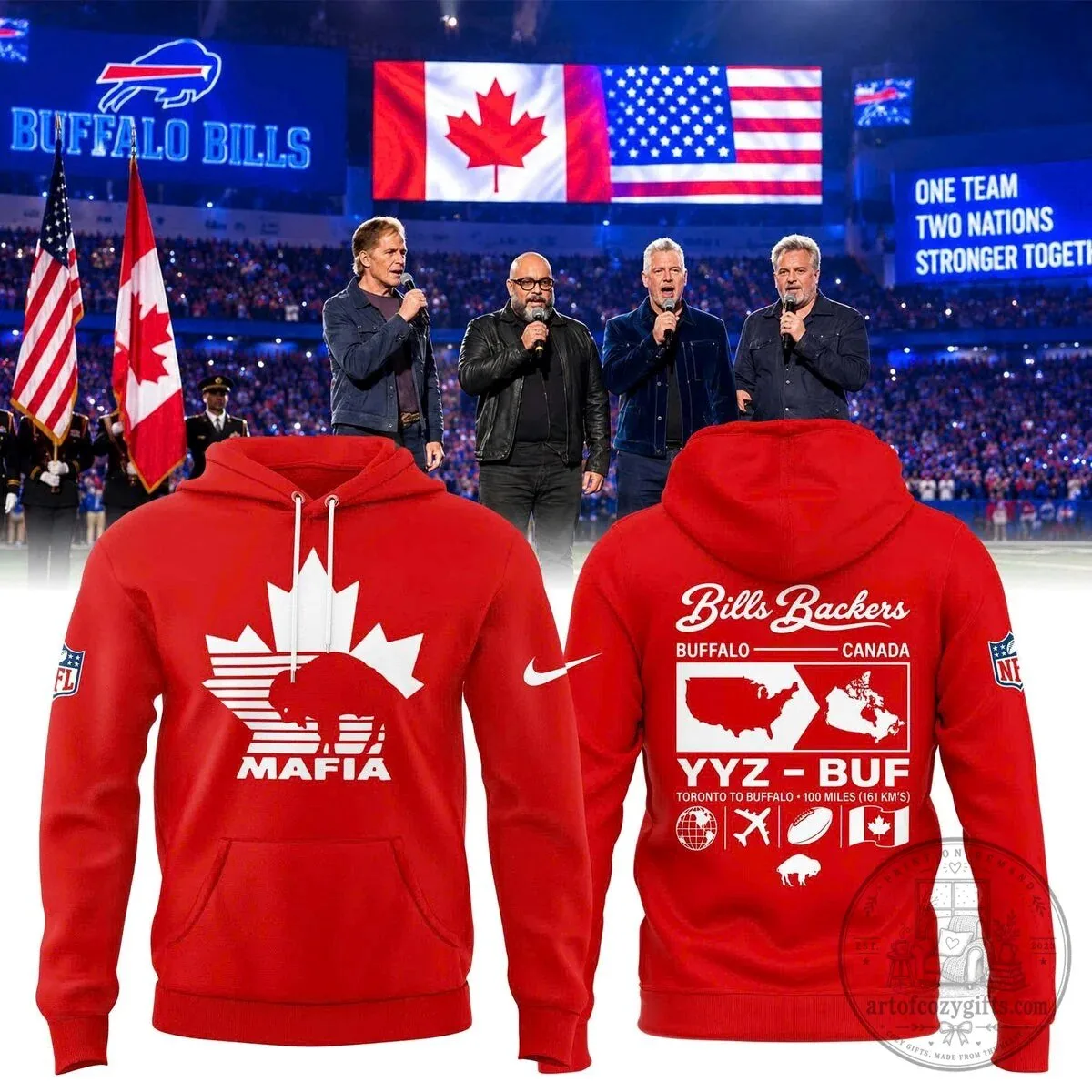 Buffalo Bills Mafia Canada One Team Two Nations Stronger Together Hoodie
