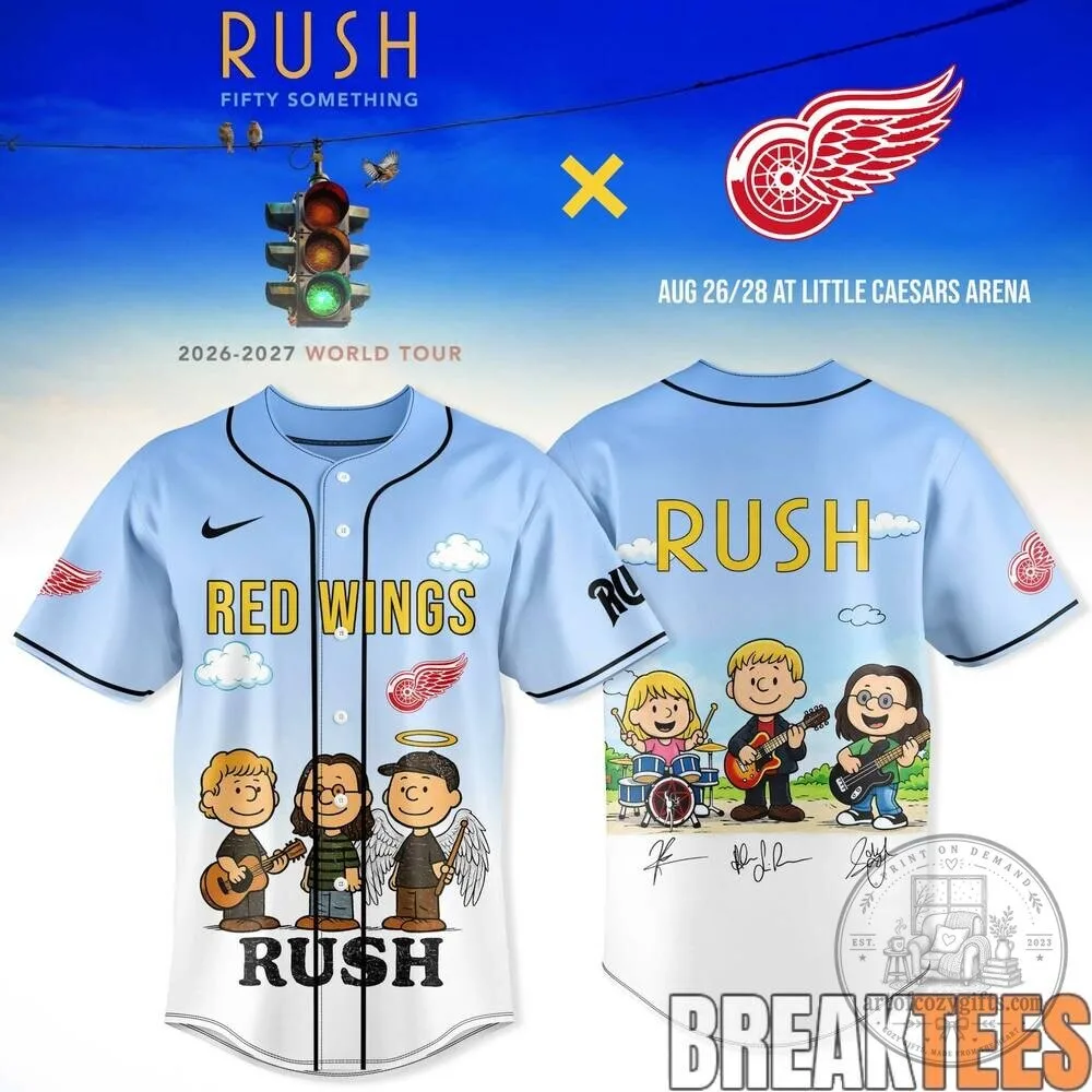 Rush Band and Detroit Red Wings Fifty Something World Tour Baseball Jersey