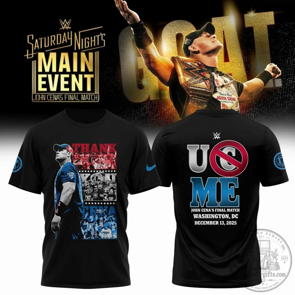 John Cena Final Match 2025 Thank You Cena Black Graphic T-Shirt John Cena Final Match 2025 Thank You Cena Black Graphic T-Shirt
