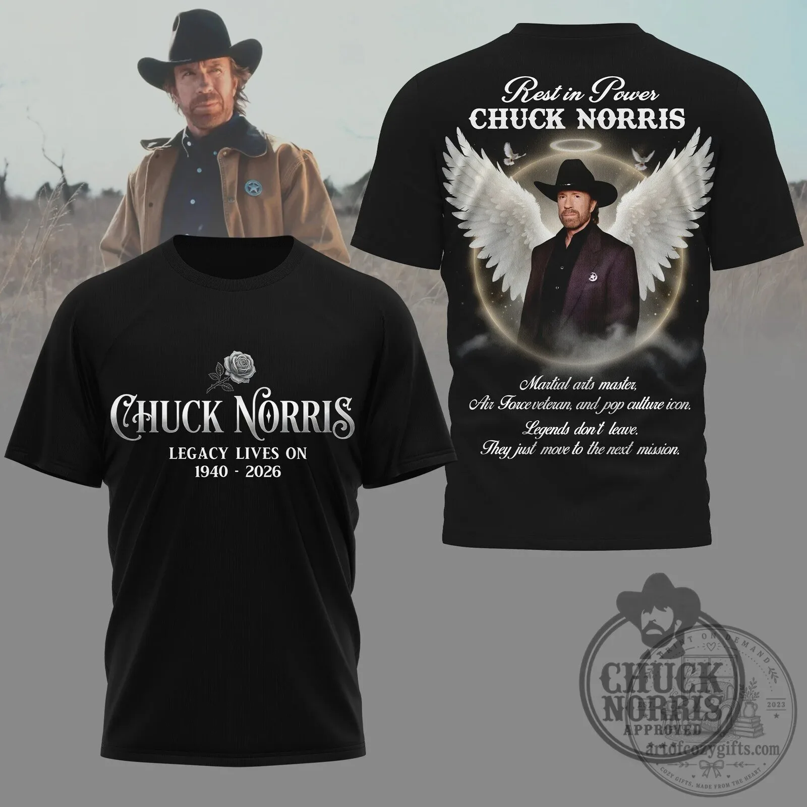 Chuck Norris Martial Arts Master Legacy Lives On Memorial T-Shirt