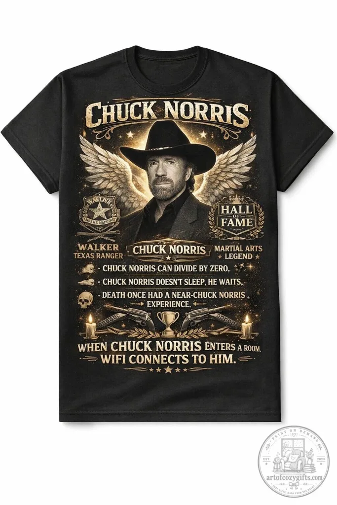 Chuck Norris Martial Arts Legend Funny Quotes Black T-Shirt