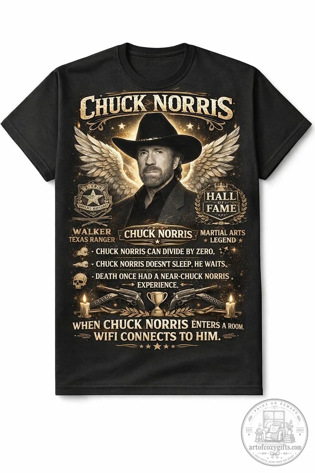 Chuck Norris Martial Arts Legend Funny Quotes Black T-Shirt