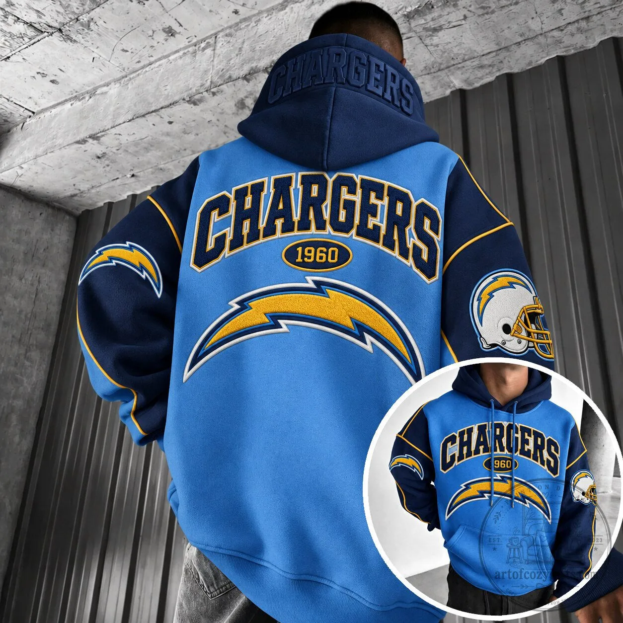 Hoodie with Los Angeles Chargers Football Team Logo Design