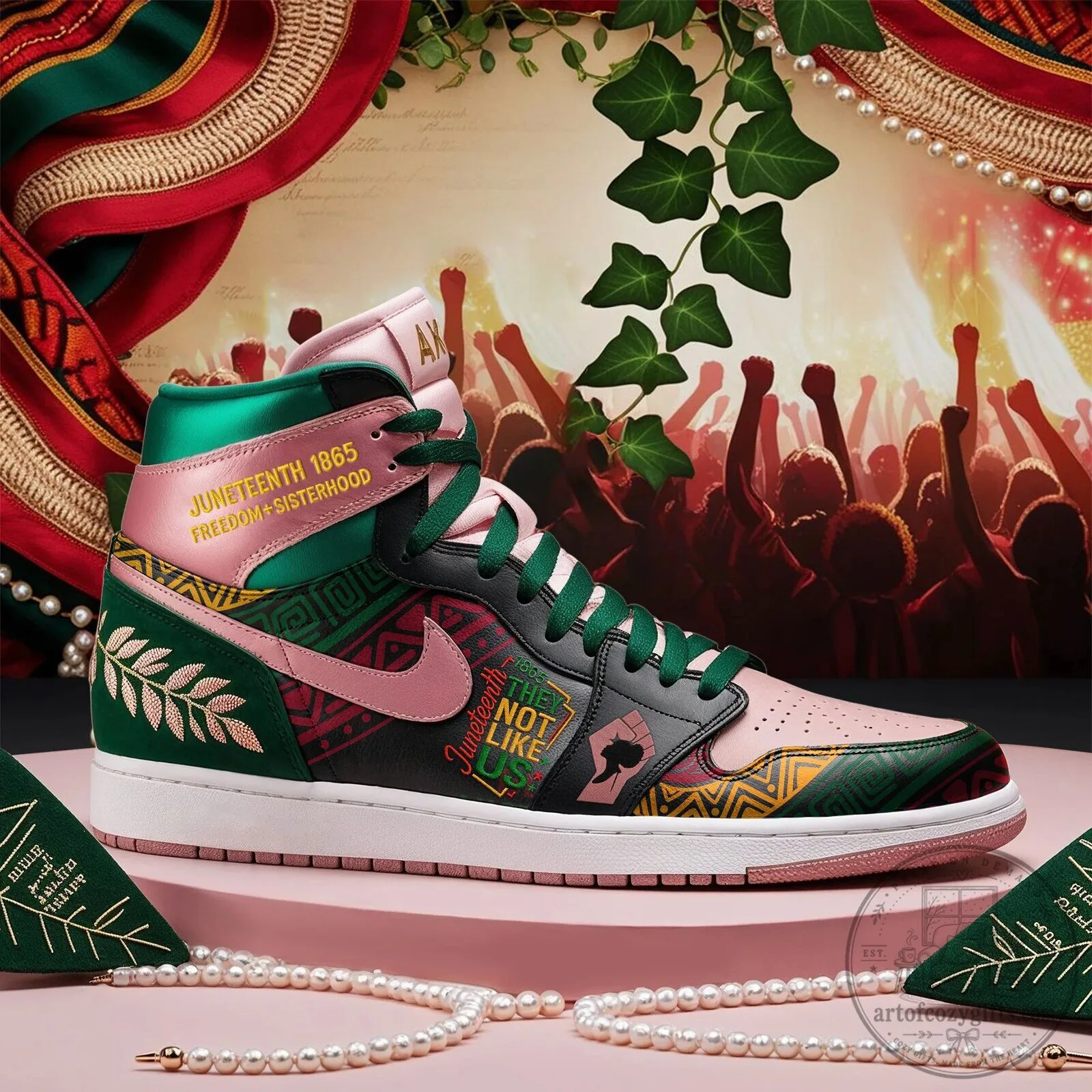 Juneteenth 1865 Freedom Sisterhood Air Jordan 1 High Top Sneakers