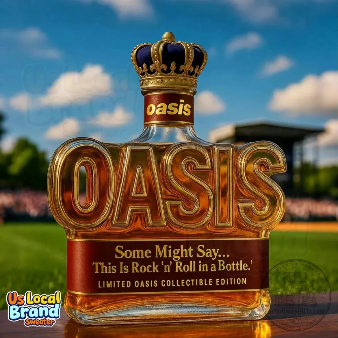 Oasis Rock and Roll Band Some Might Say Collectible Glass Decanter Bottle