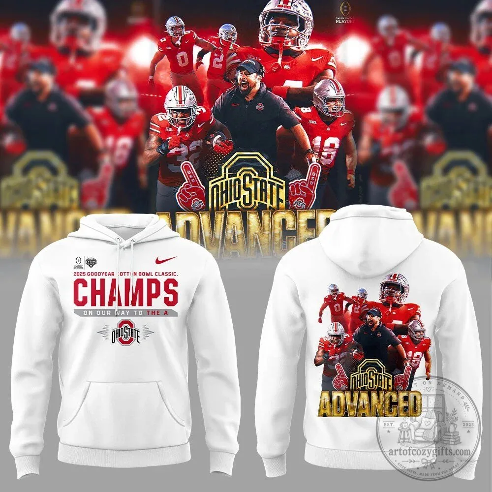 Ohio State Football 2025 Cotton Bowl Champs Advanced White Hoodie