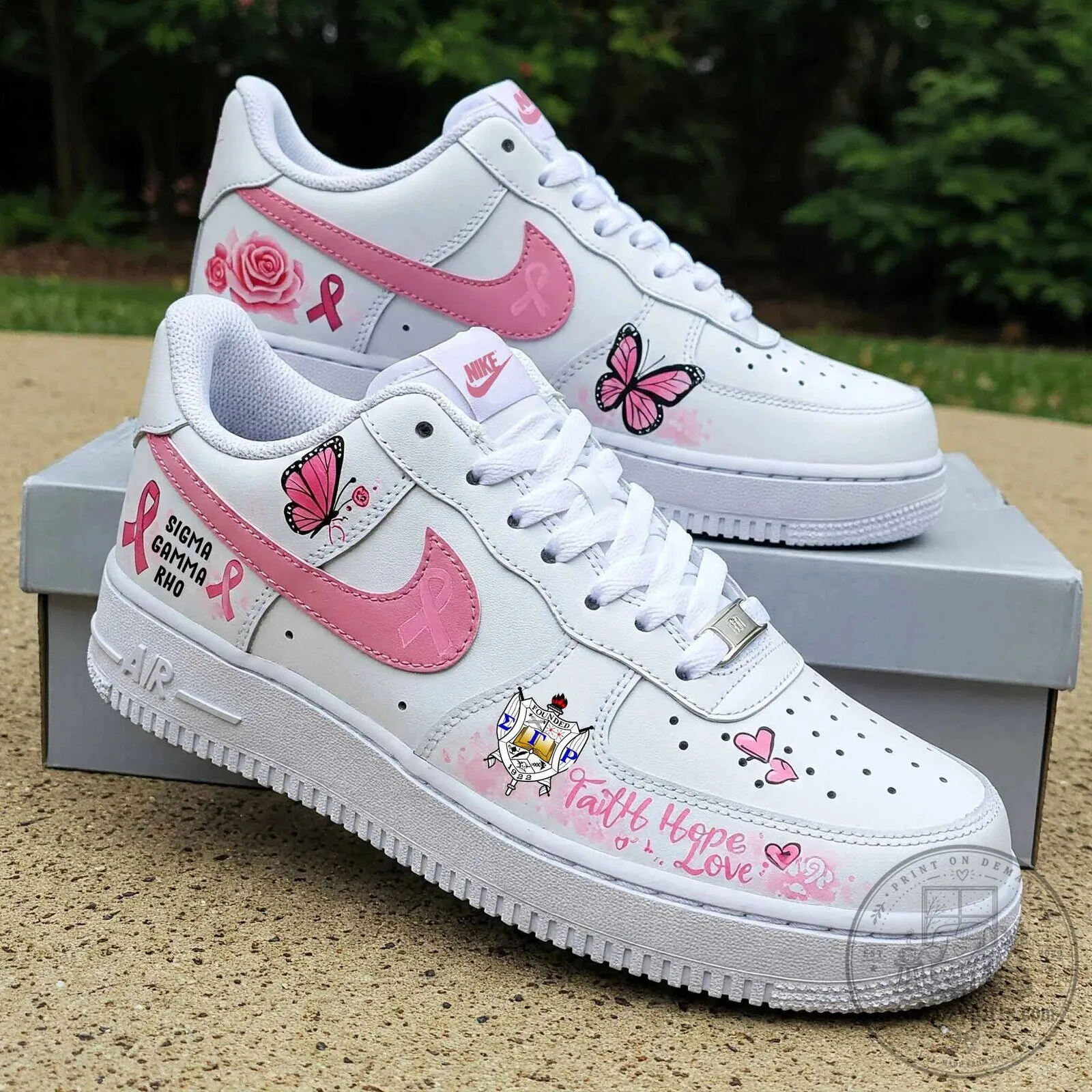 Sigma Gamma Rho Pink Ribbon Breast Cancer Awareness Custom Sneakers