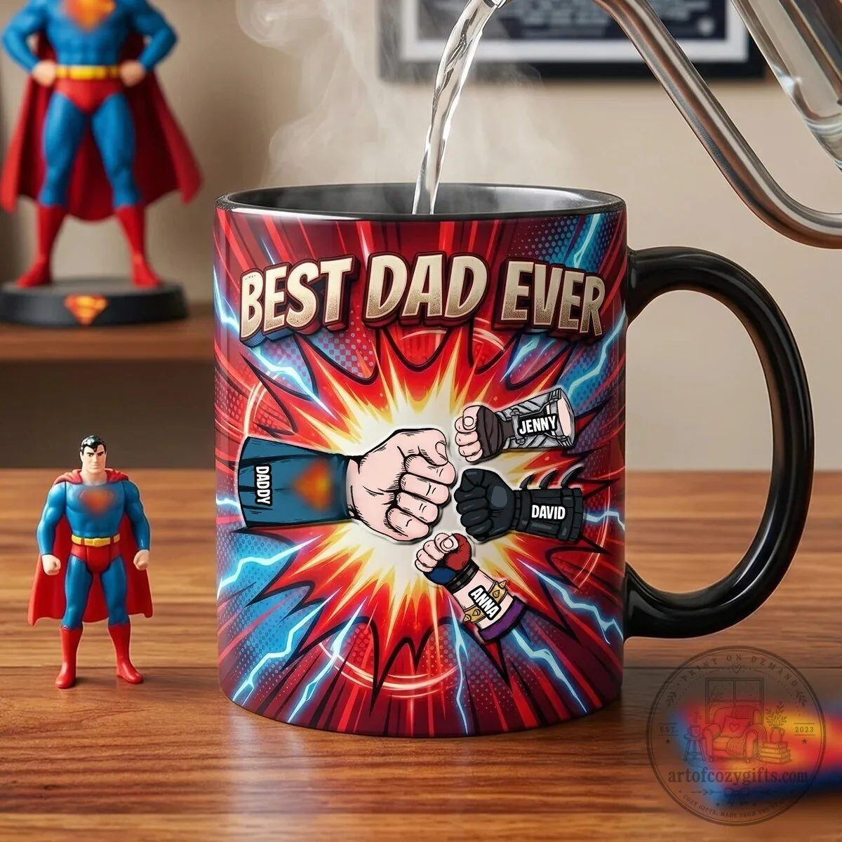 Best Dad Ever Personalized Fist Bump Super Dad Coffee Mug