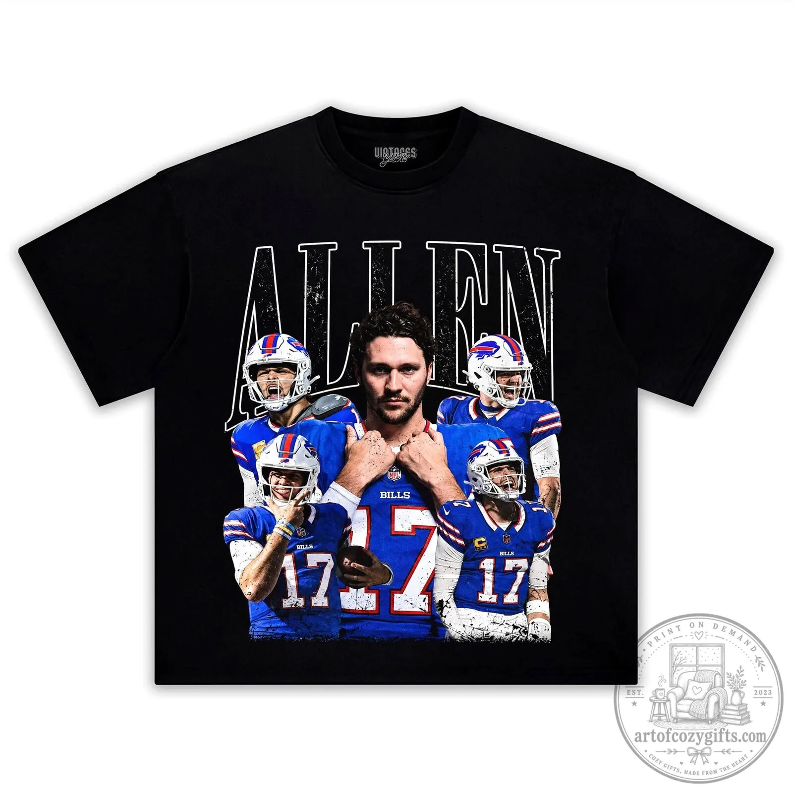 Buffalo Bills Vintage Graphic T-Shirt featuring Josh Allen Football Design