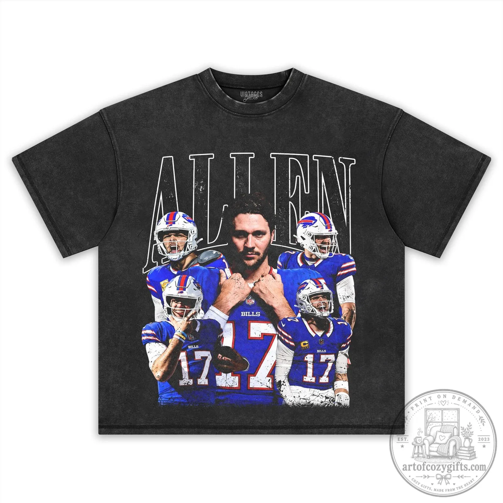Buffalo Bills Vintage Graphic T-Shirt featuring Josh Allen Football Design 8 Buffalo Bills Vintage Graphic T-Shirt featuring Josh Allen Football Design