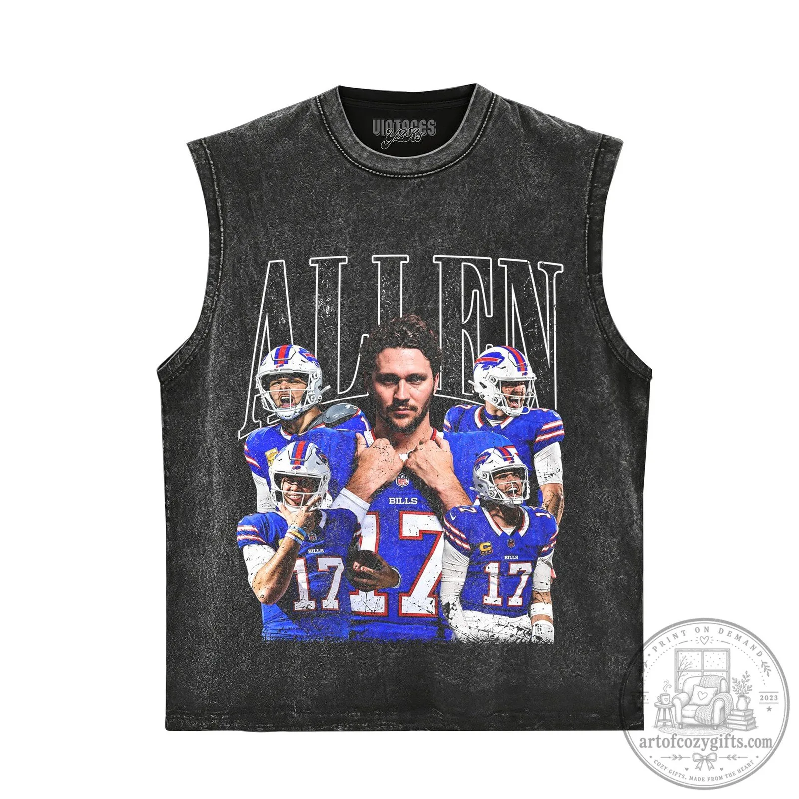 Buffalo Bills Vintage Graphic T-Shirt featuring Josh Allen Football Design 9 Buffalo Bills Vintage Graphic T-Shirt featuring Josh Allen Football Design