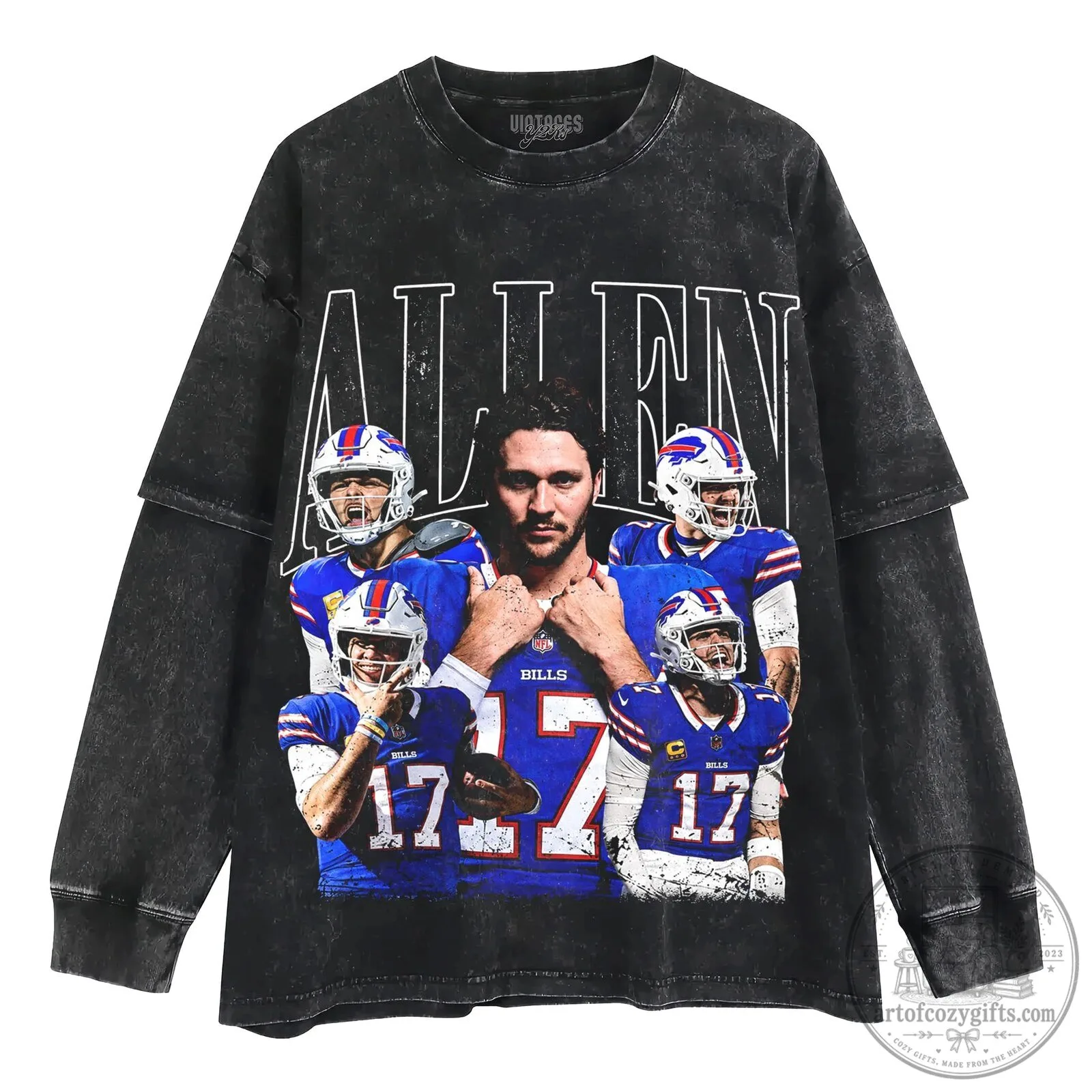 Buffalo Bills Vintage Graphic T-Shirt featuring Josh Allen Football Design 10 Buffalo Bills Vintage Graphic T-Shirt featuring Josh Allen Football Design