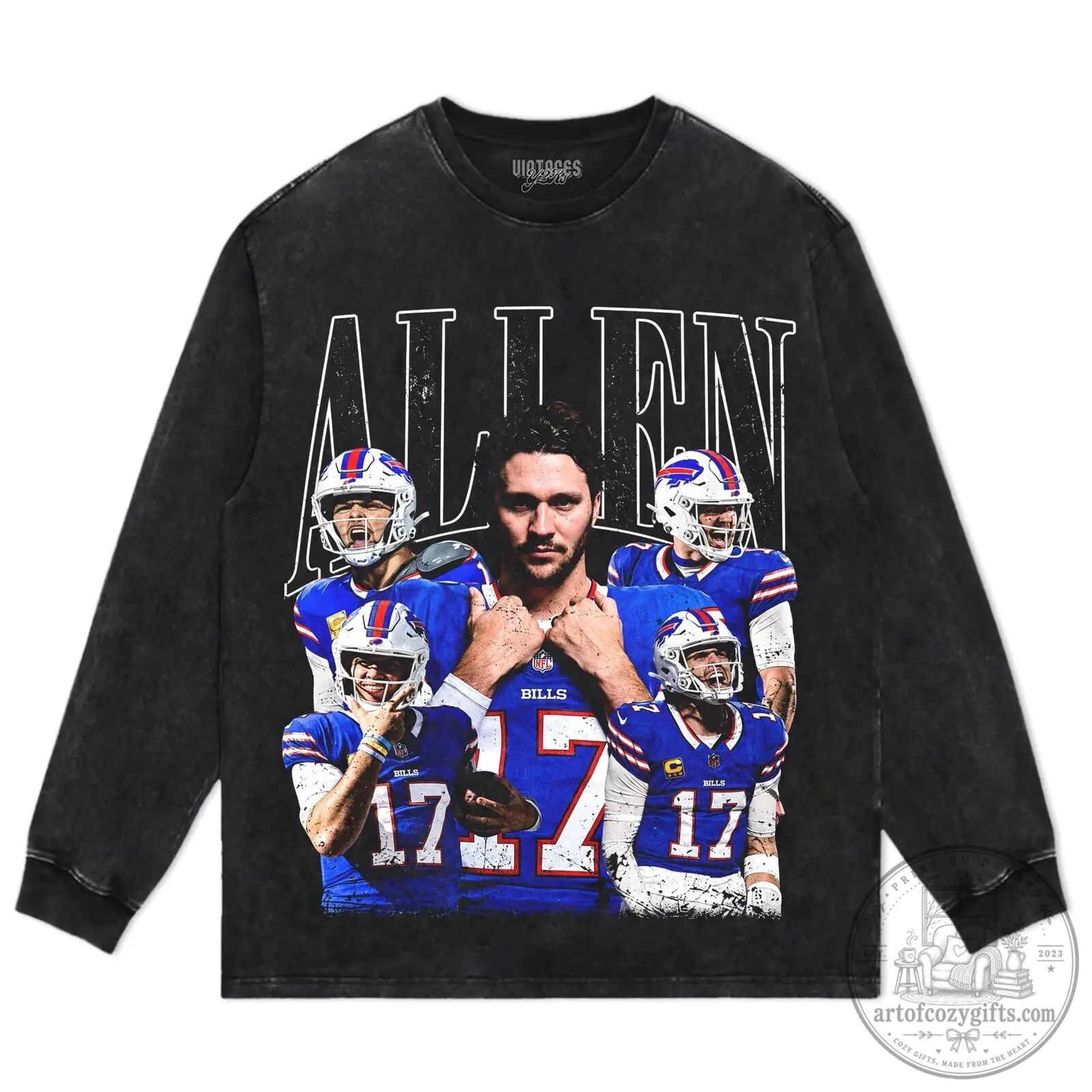 Buffalo Bills Vintage Graphic T-Shirt featuring Josh Allen Football Design 12 Buffalo Bills Vintage Graphic T-Shirt featuring Josh Allen Football Design