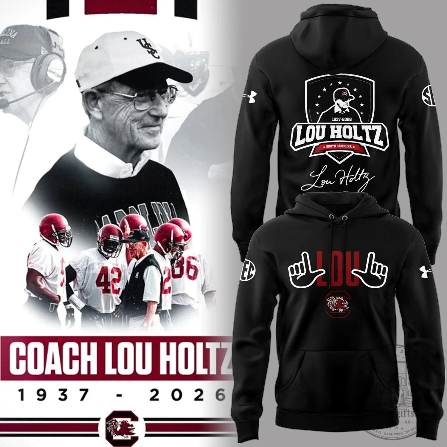 Lou Holtz South Carolina Gamecocks Football Coach Commemorative Hoodie