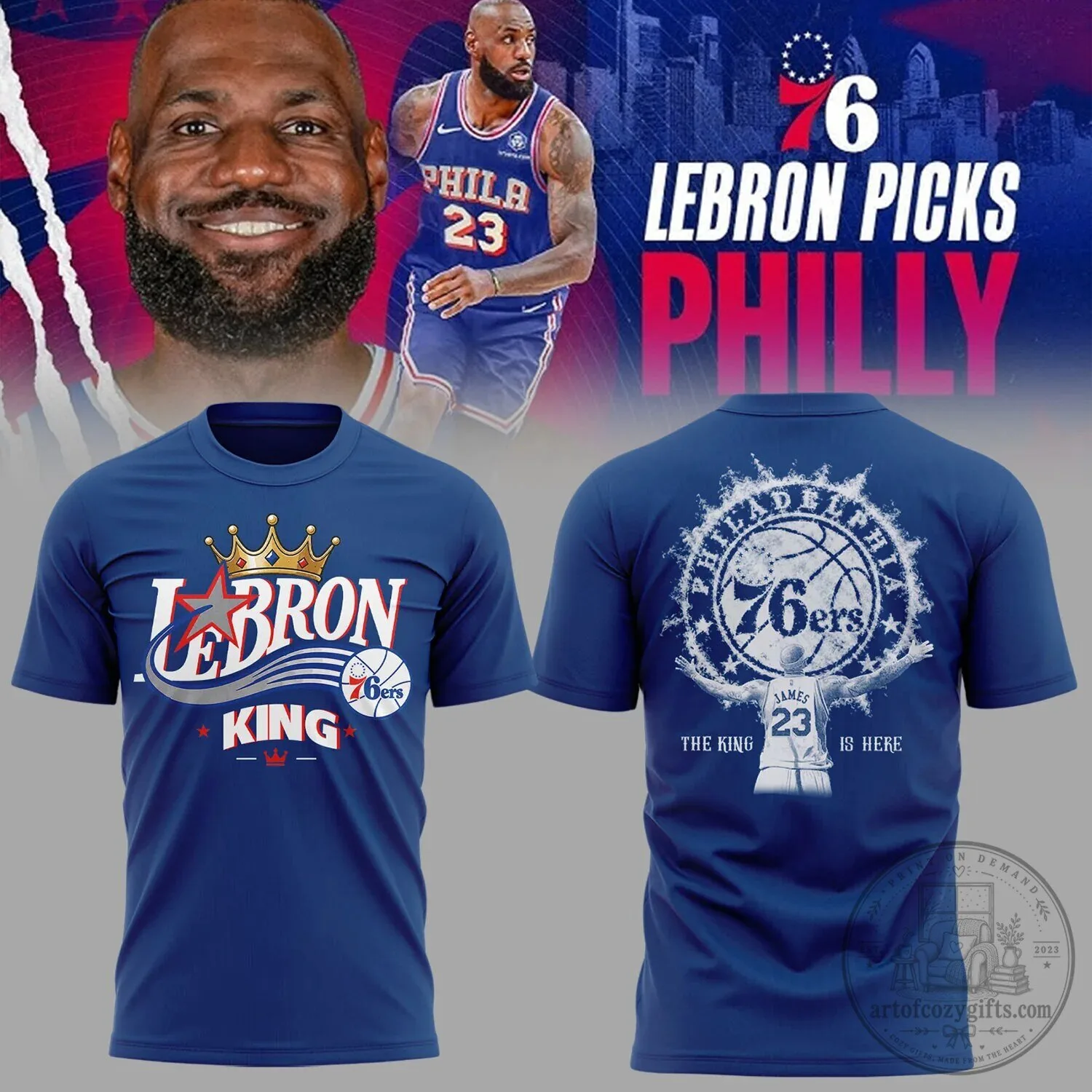 LeBron James Sixers Basketball King Fan T-Shirt