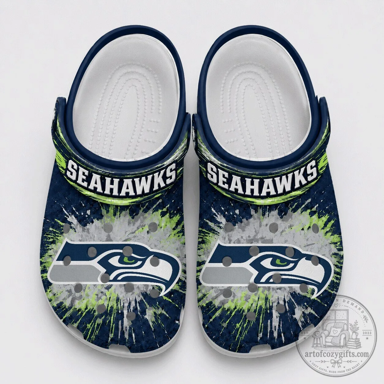Seattle Seahawks NFL Splash Burst Fan Crocs Shoes