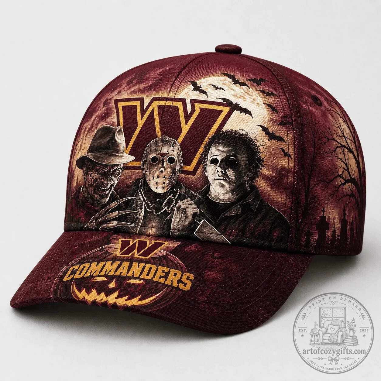 Washington Commanders Horror Night Halloween Baseball Cap Hat