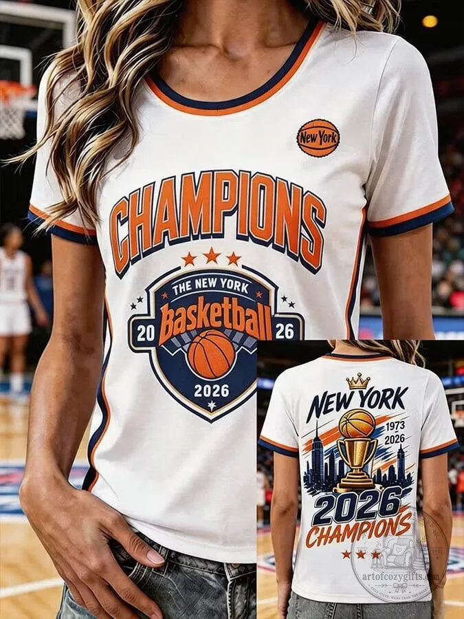 New York Basketball Fan Shirt 2026 Champions White T-Shirt for Women